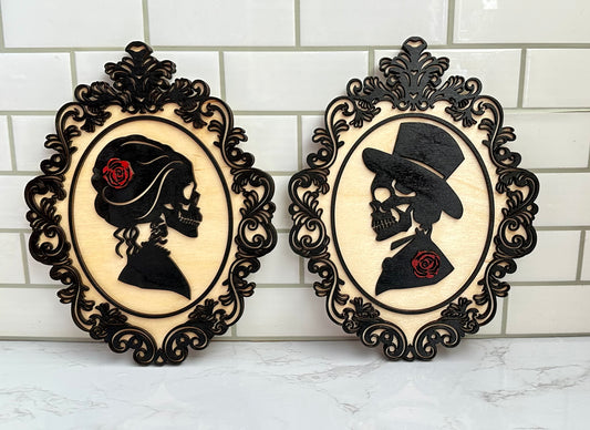 Victorian framed skull portrait