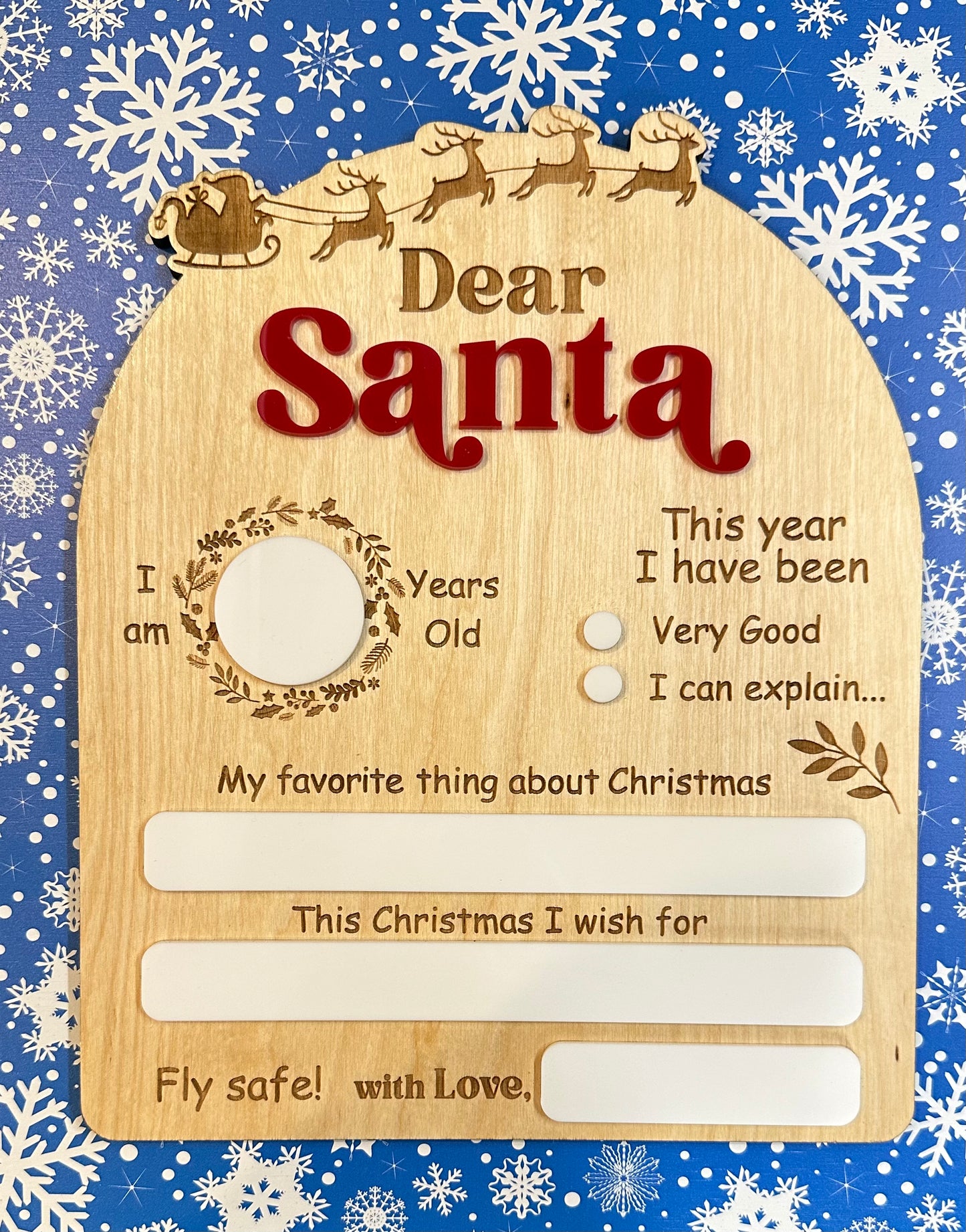 Dear Santa dry erase board