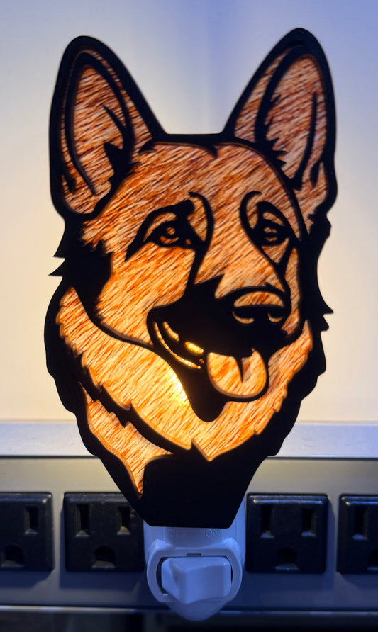 Handmade German Shepherd Night Light – Cozy Glow for Pet Lovers