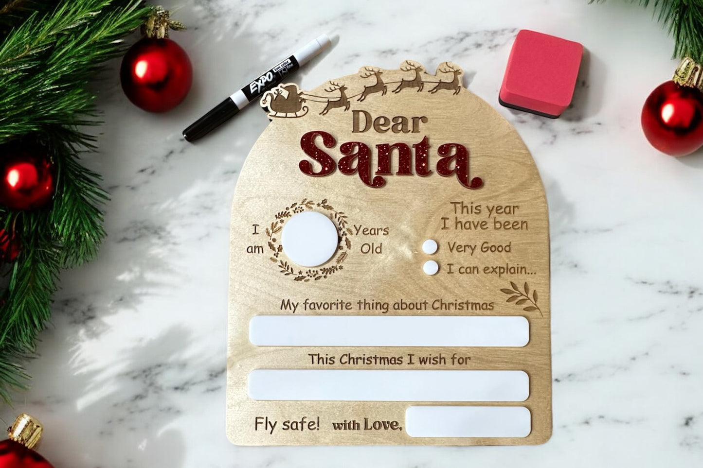 Dear Santa dry erase board