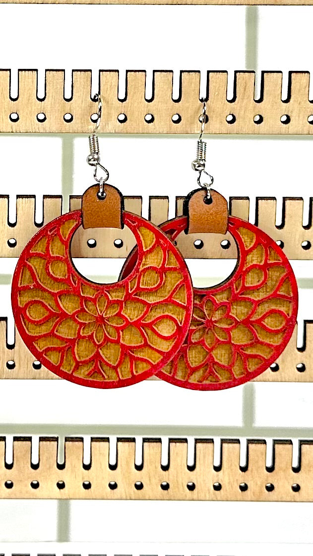 Wooden Floral earring