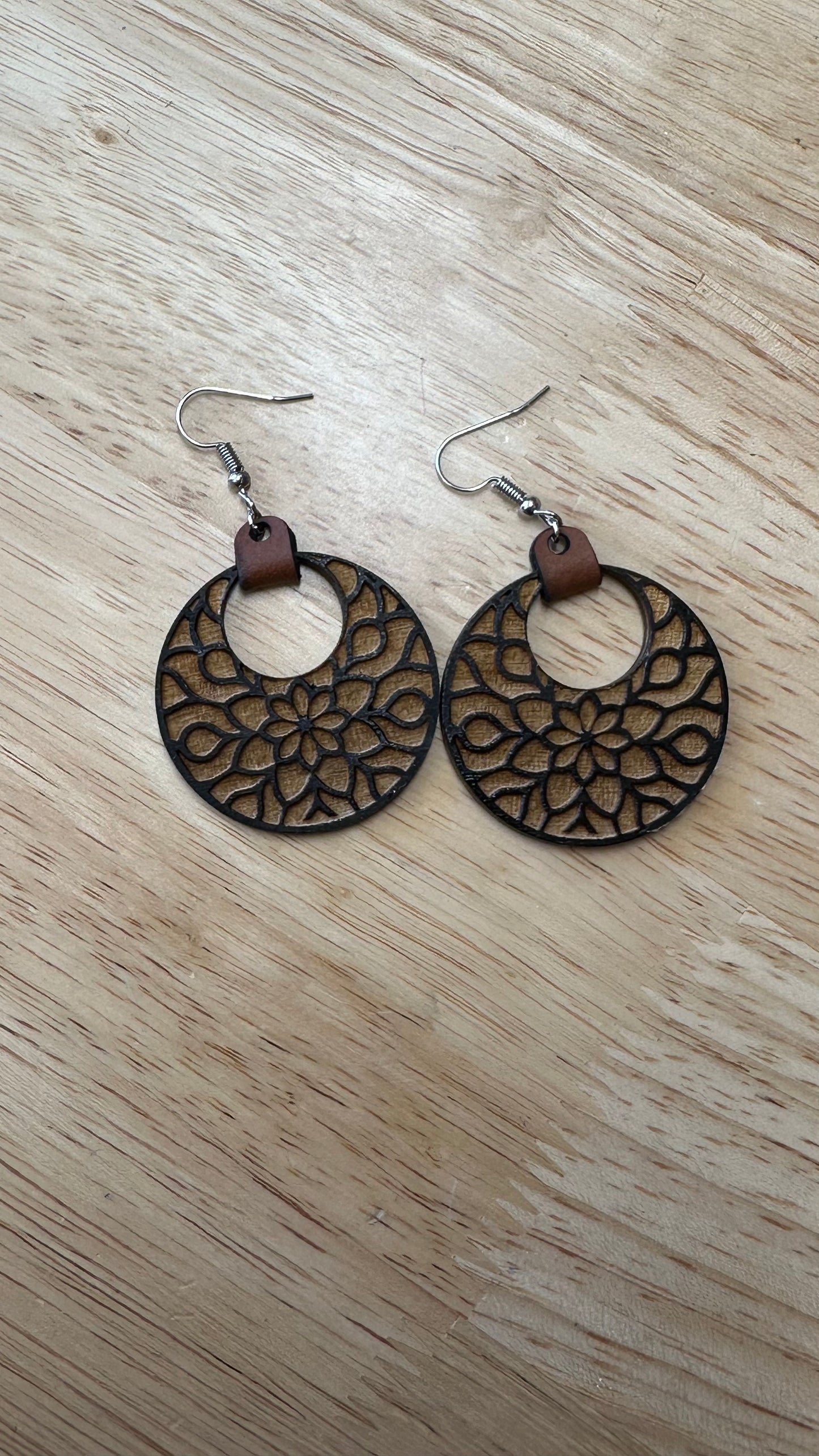 Wooden Floral earring