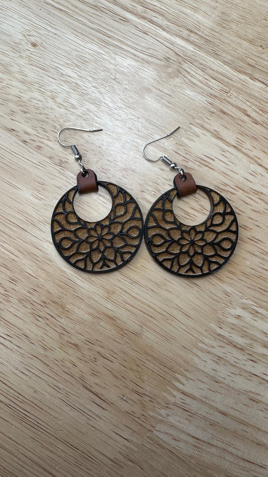 Wooden Floral earring