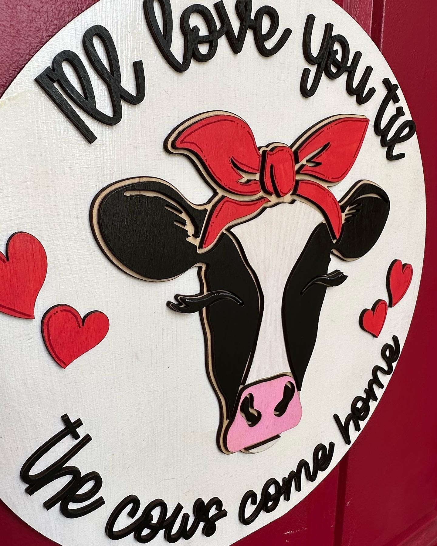 Cow Valentine door hanger