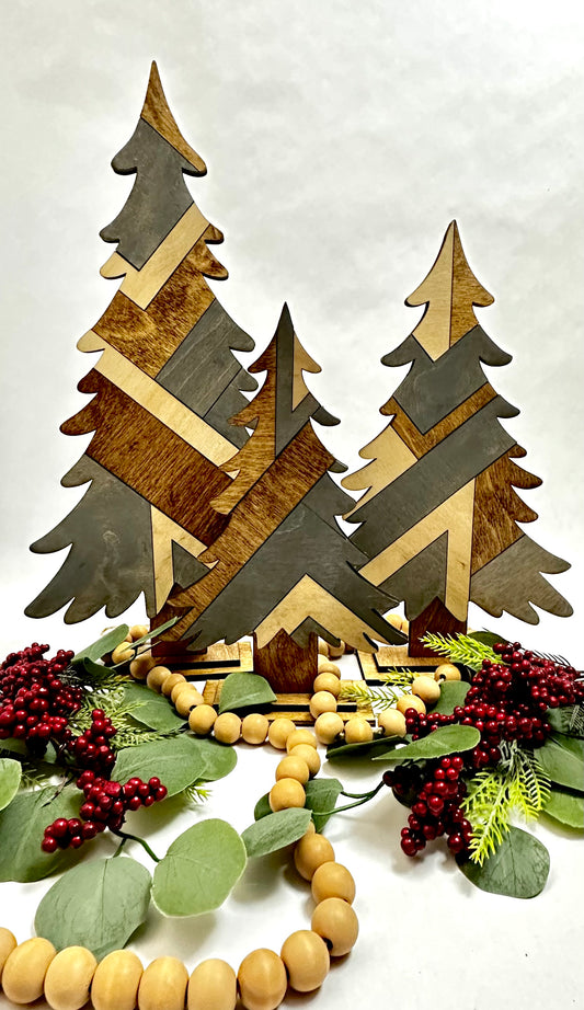 Rustic Mosaic Christmas tree set of three