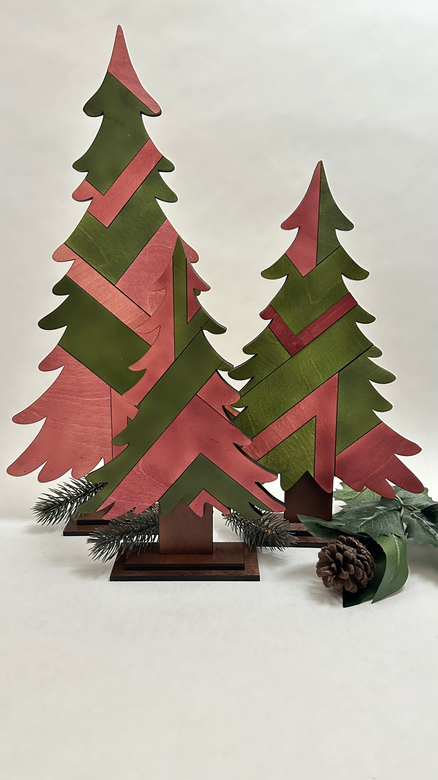 Rustic Mosaic Christmas tree set of three