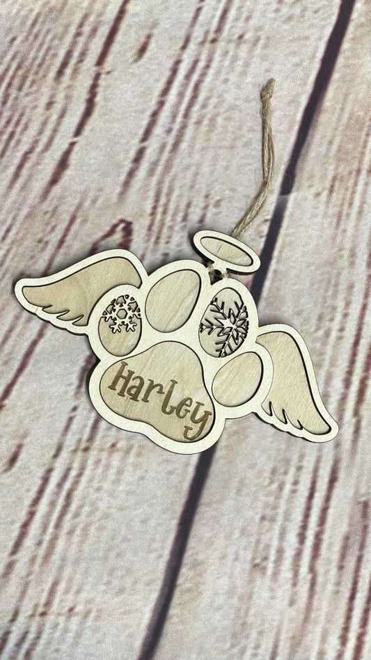 Angel Wing Paw Print Ornament