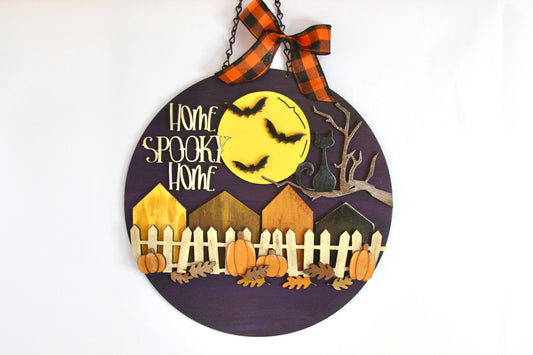 Home Spooky Home Halloween door hanger