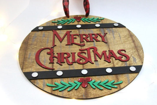 Merry Christmas Wine Barrel